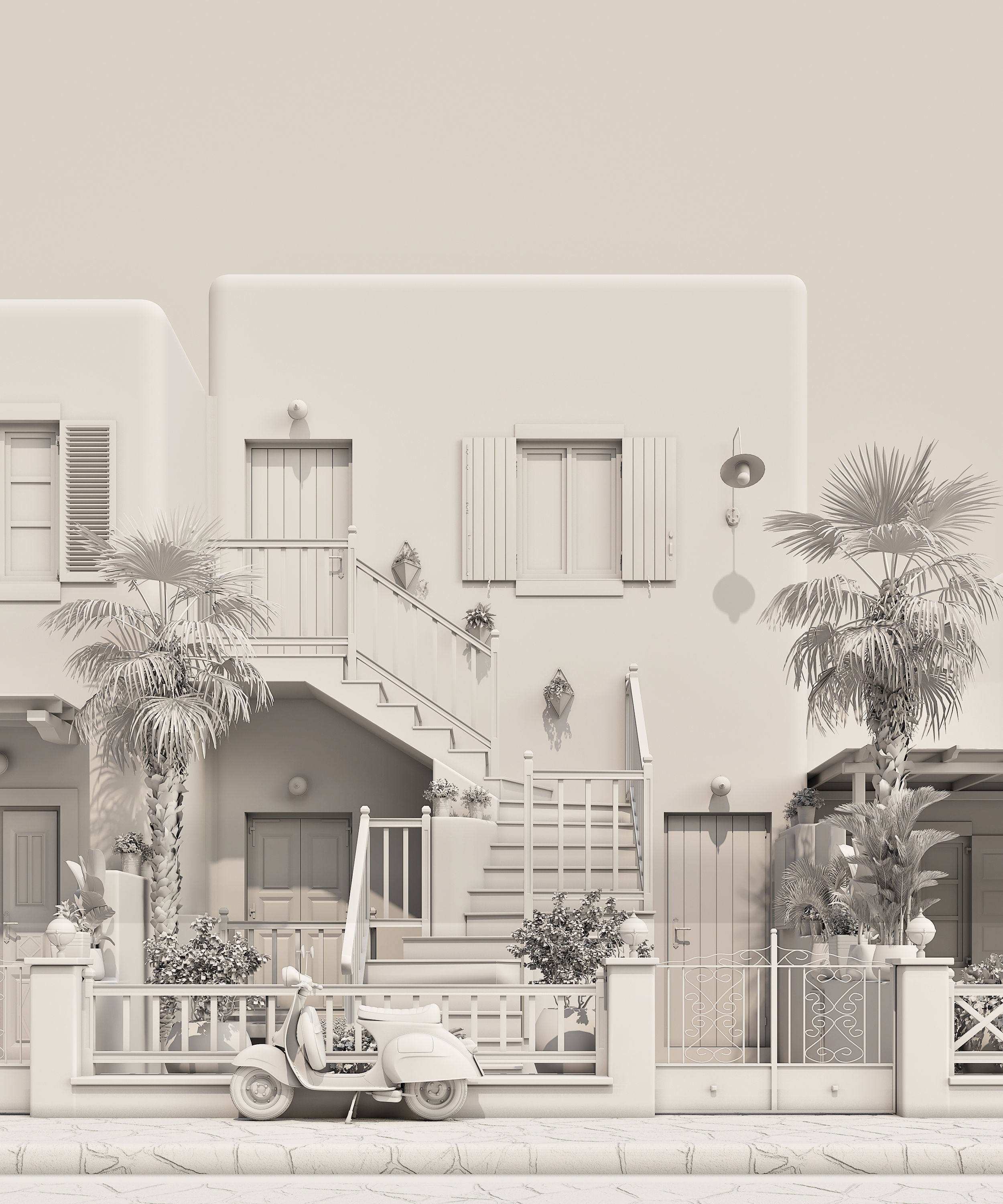 Exterior Greece Santorini Houses 3D model_5