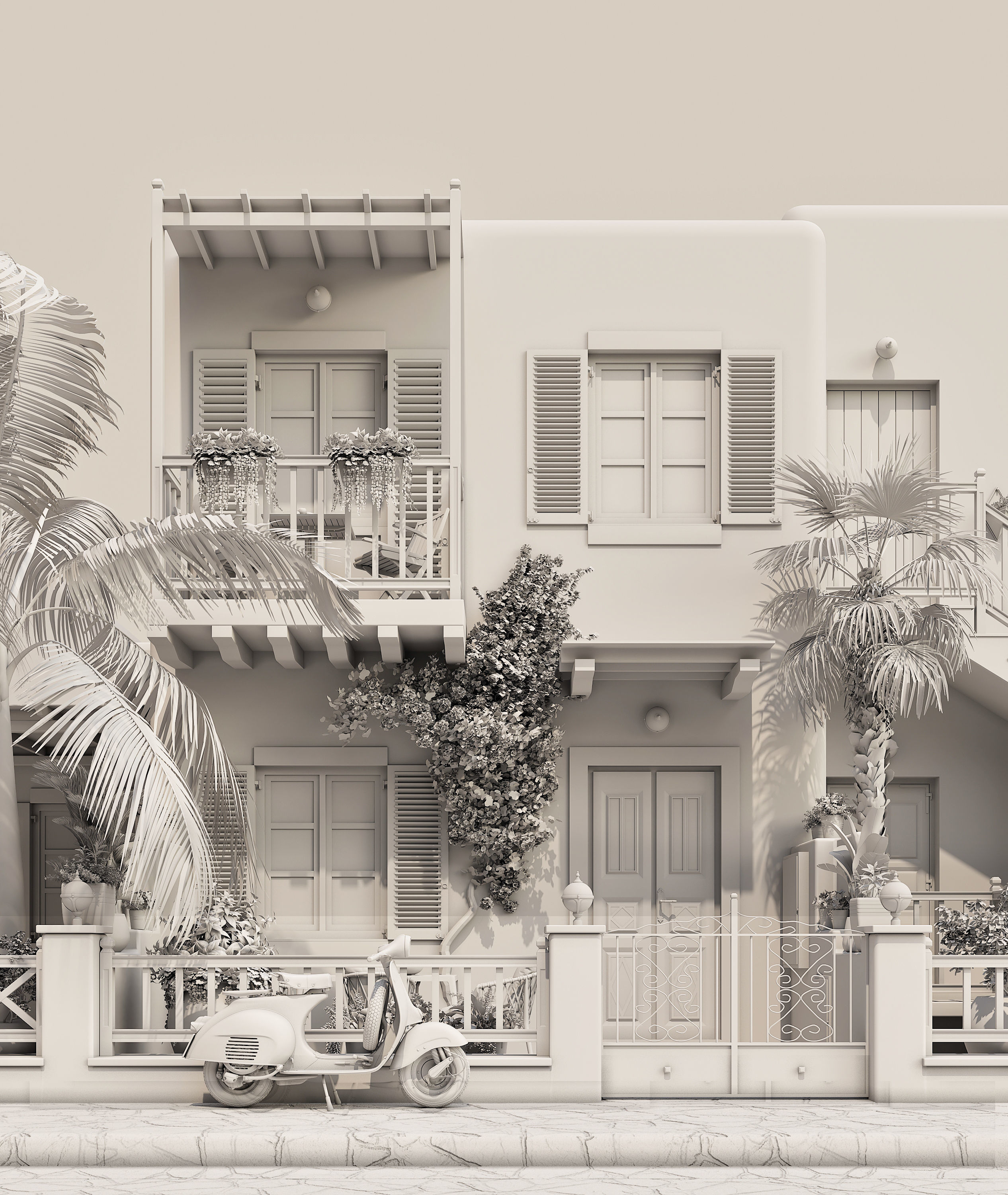 Exterior Greece Santorini Houses 3D model_6