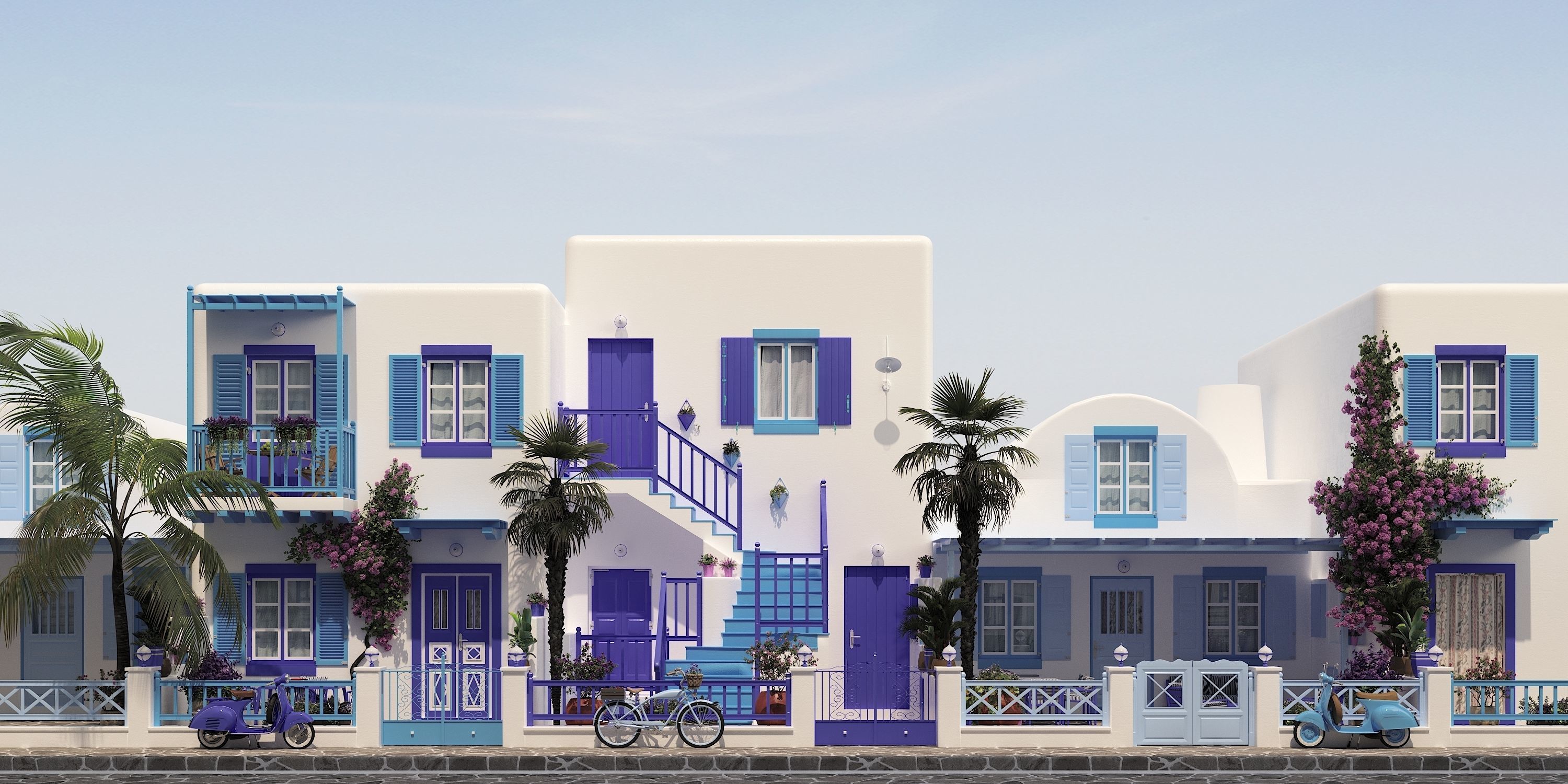 Exterior Greece Santorini Houses 3D model_4