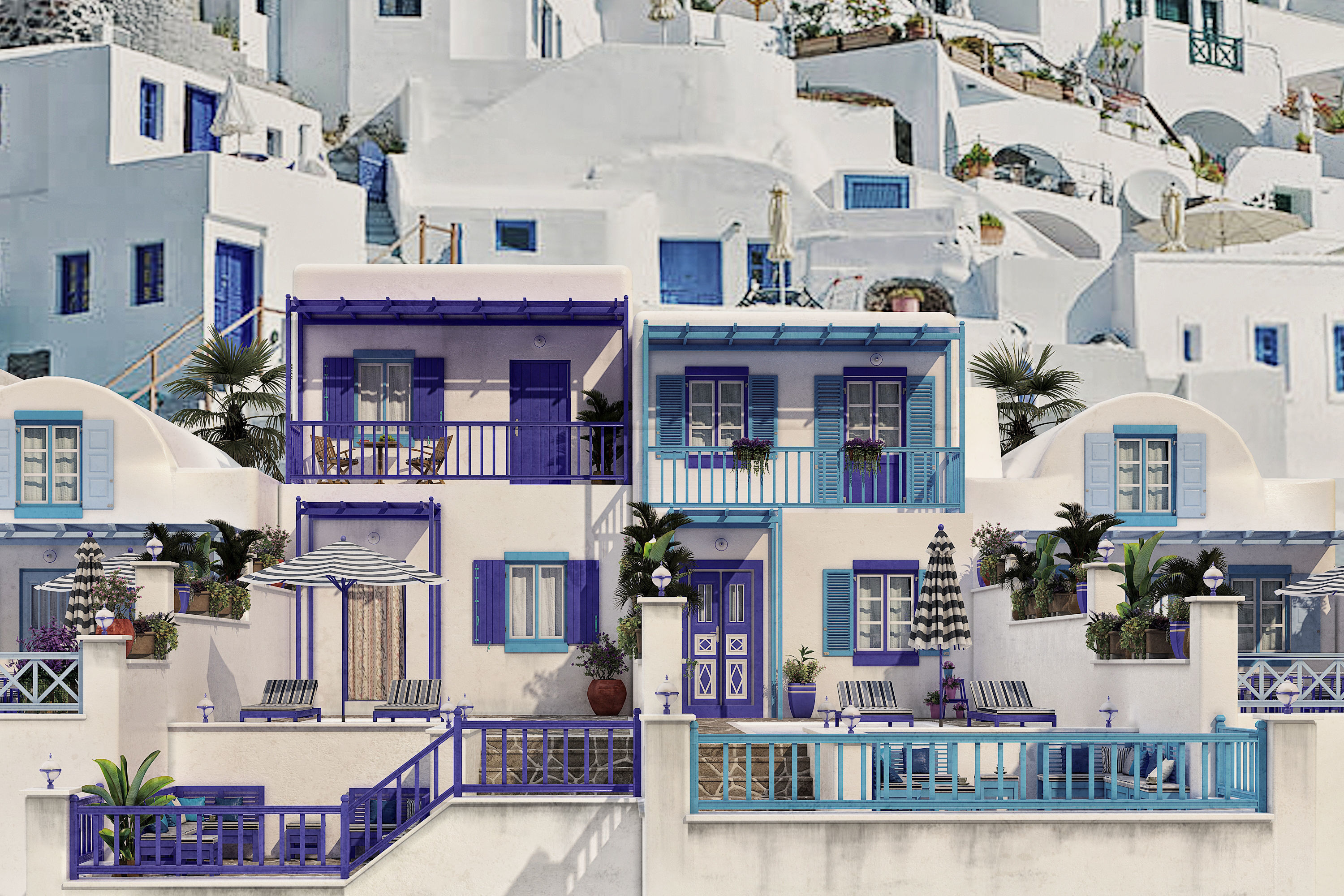 Exterior Greece Santorini Houses 3D model_3