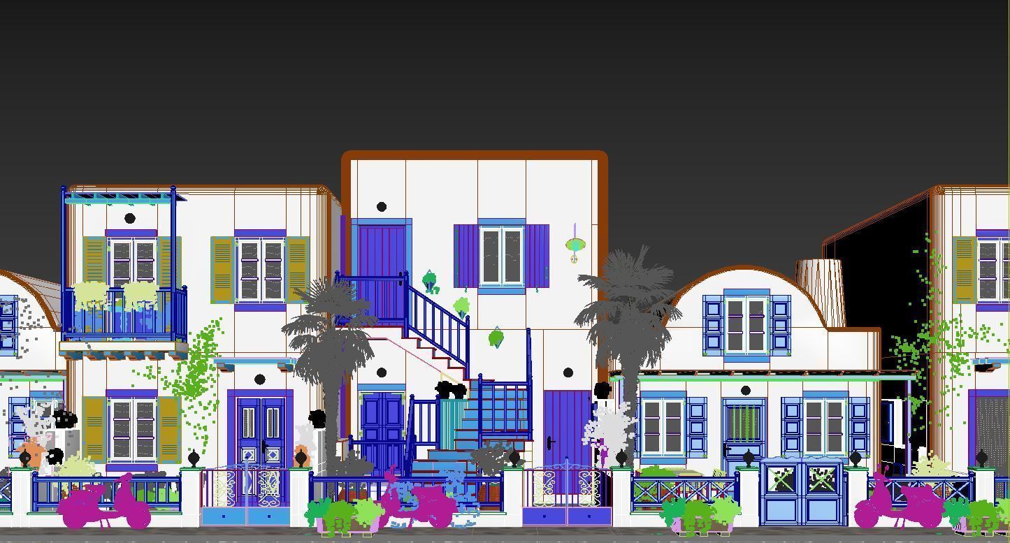 Exterior Greece Santorini Houses 3D model_8