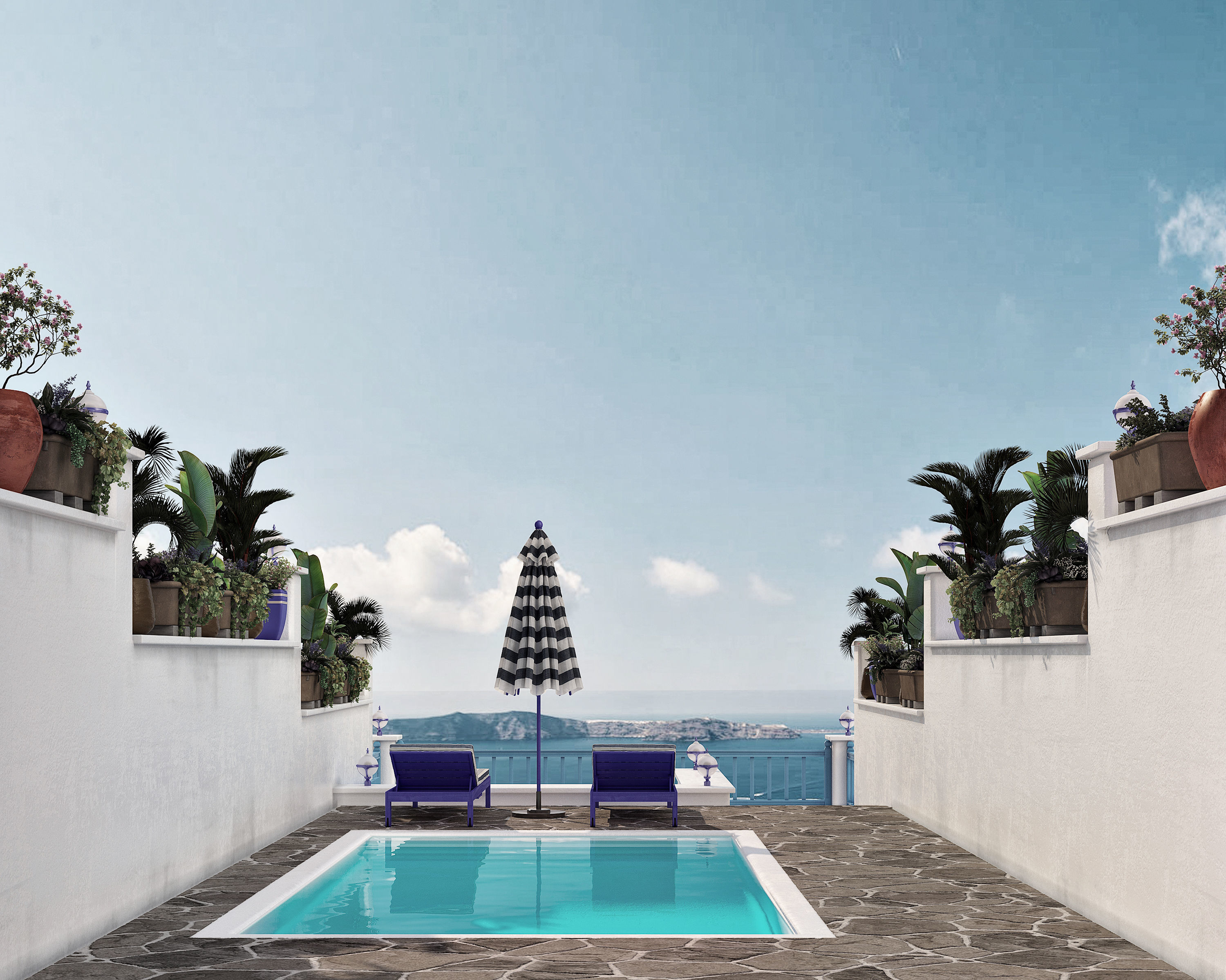 Exterior Greece Santorini Houses 3D model_2
