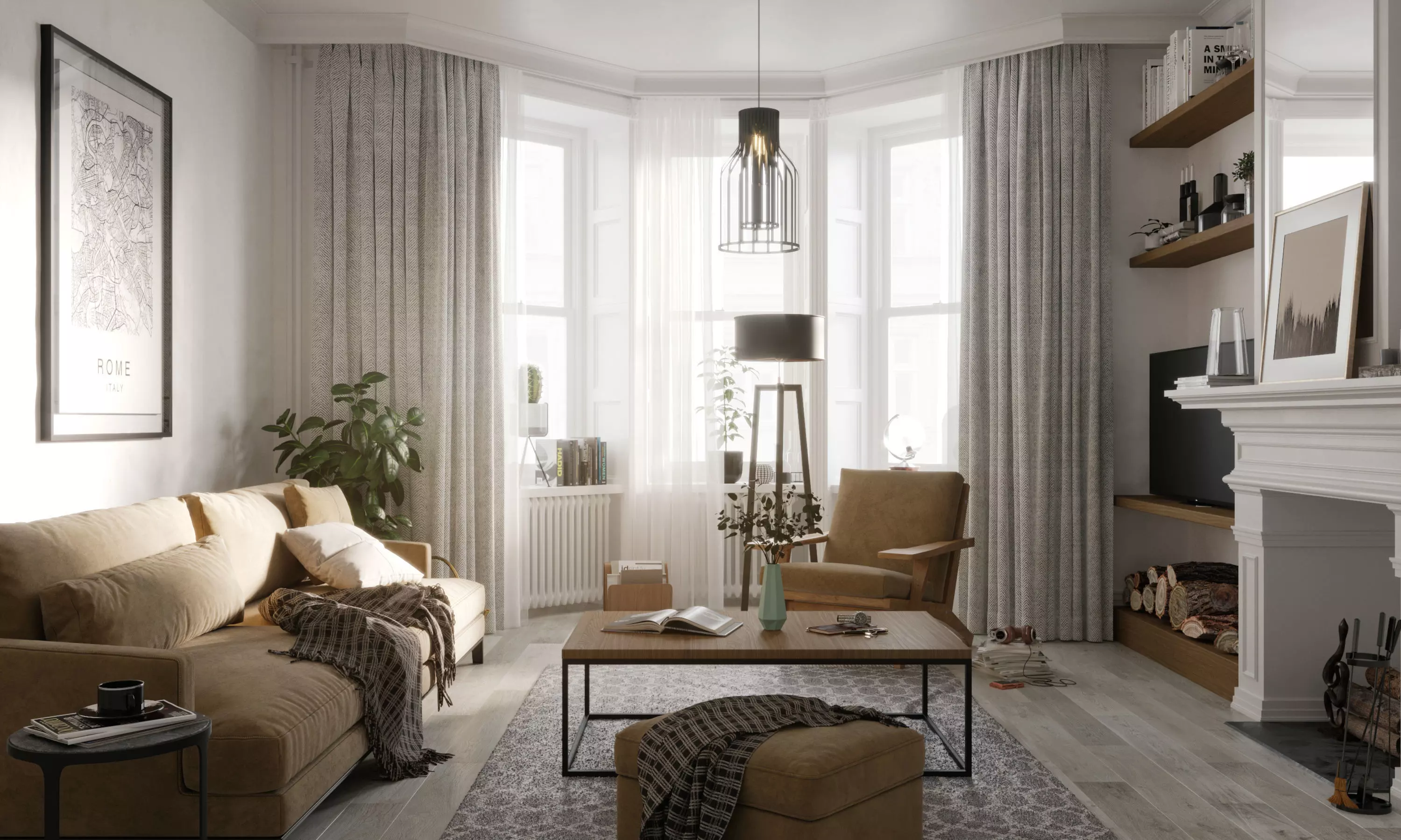 CHIMNEY ROOM - Interior scene - 3d model 3D model