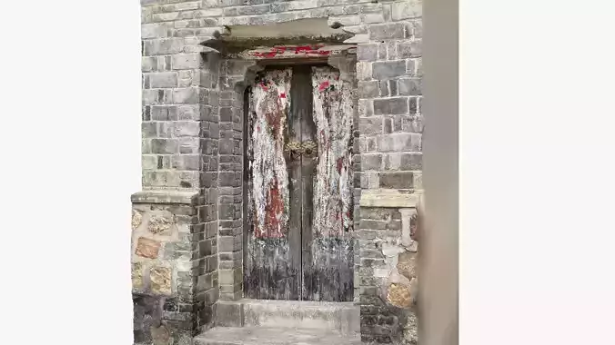 Chinese style rural house gate 3d scan