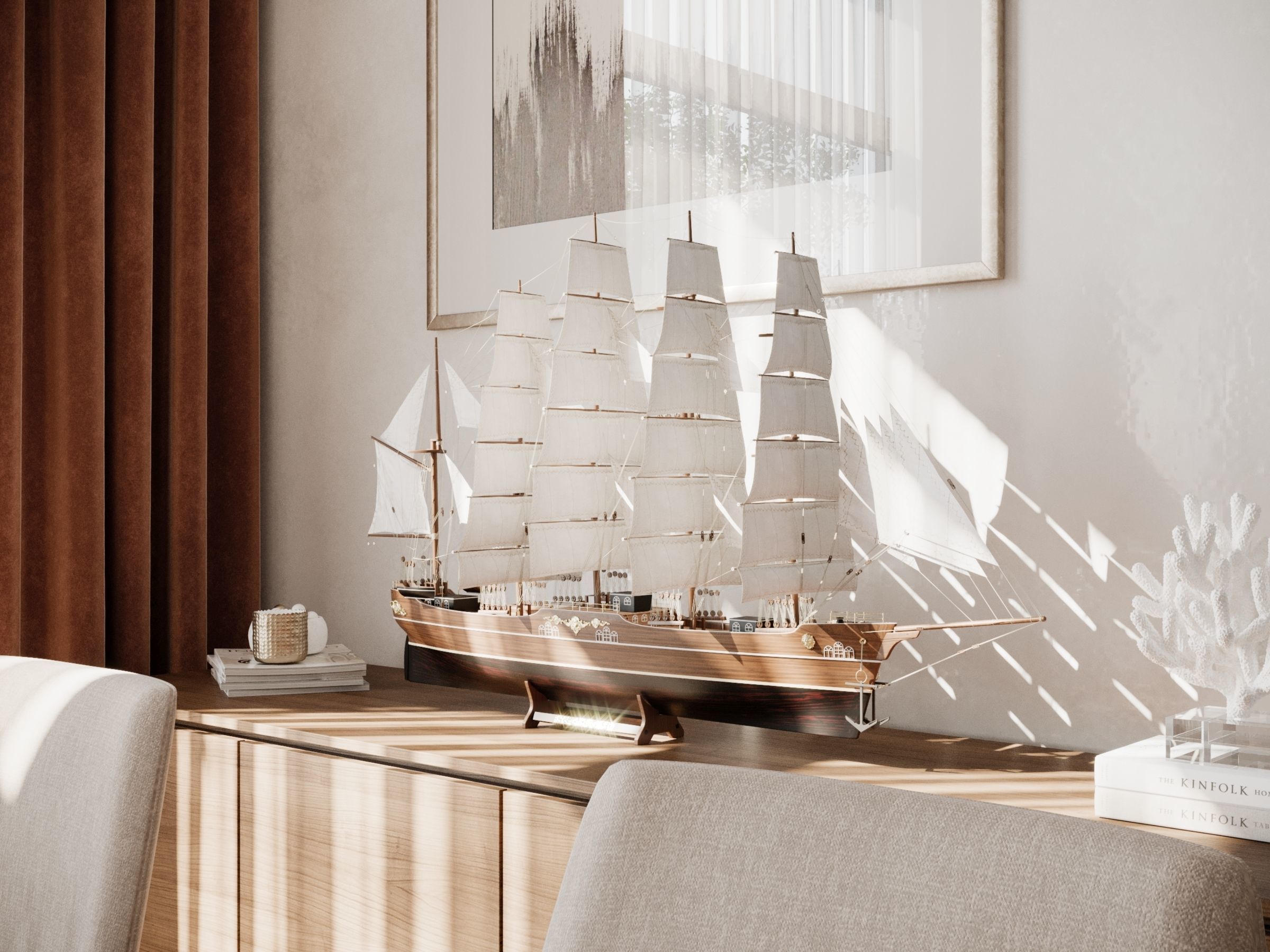 CAPTAINS DINING ROOM - Interior scene - 3d model 3D model_1