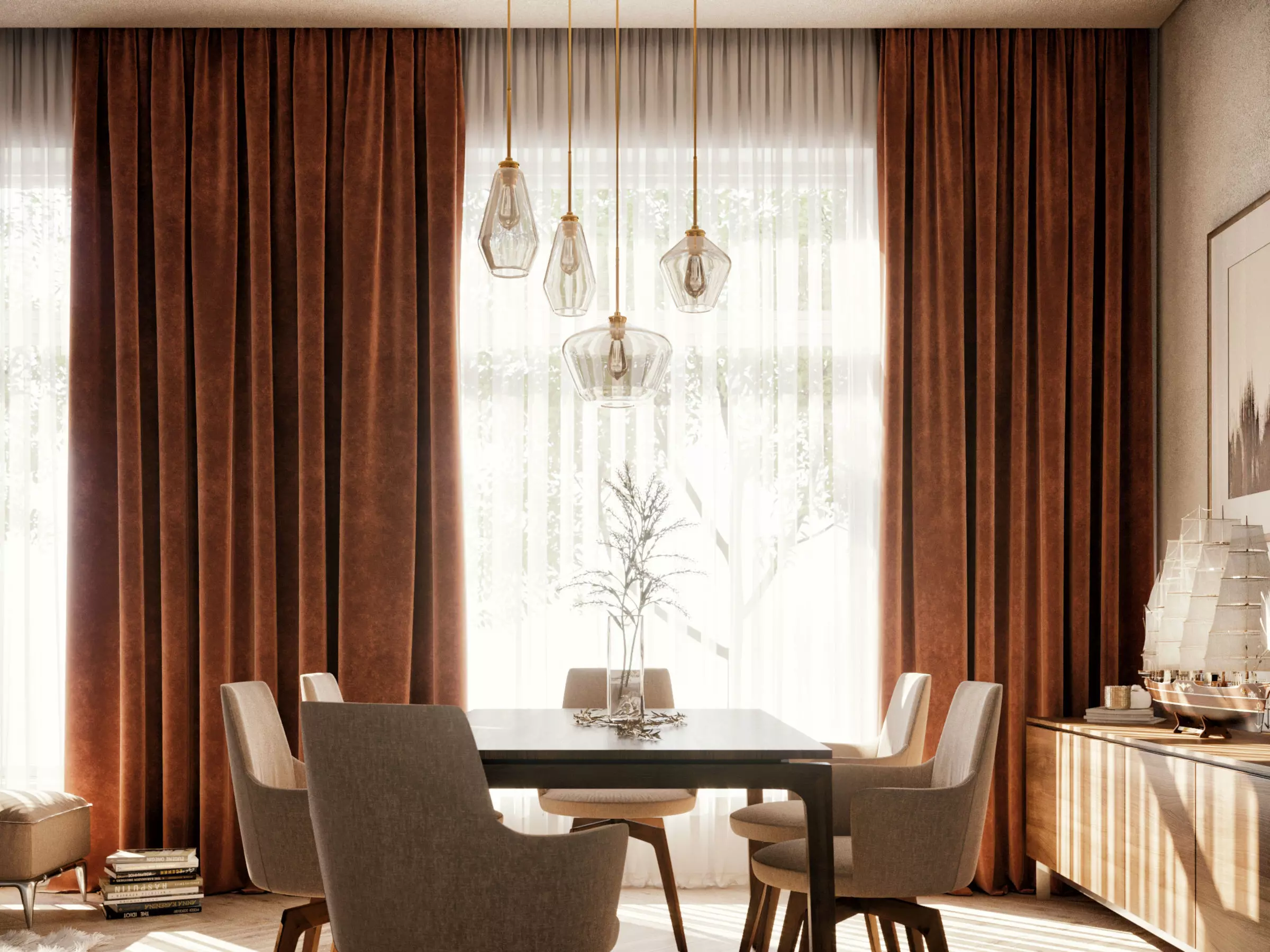 CAPTAINS DINING ROOM - Interior scene - 3d model 3D model_0