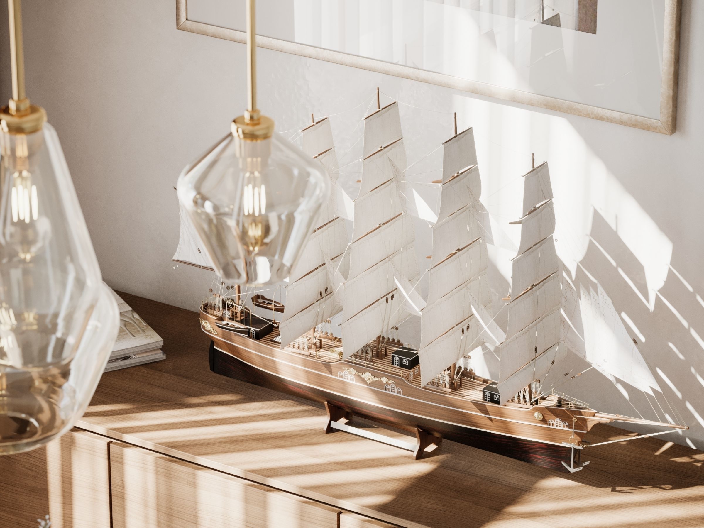 CAPTAINS DINING ROOM - Interior scene - 3d model 3D model_5