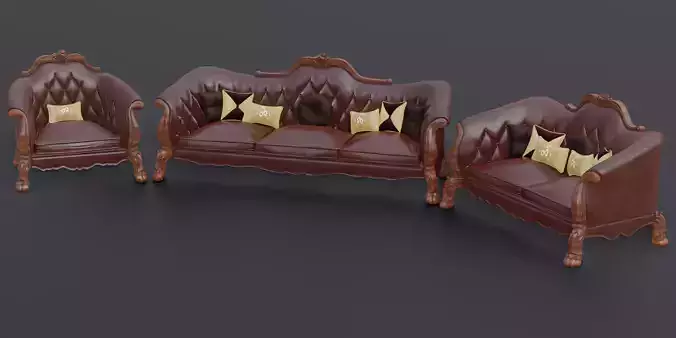 Velvet Couch - Video game ready model