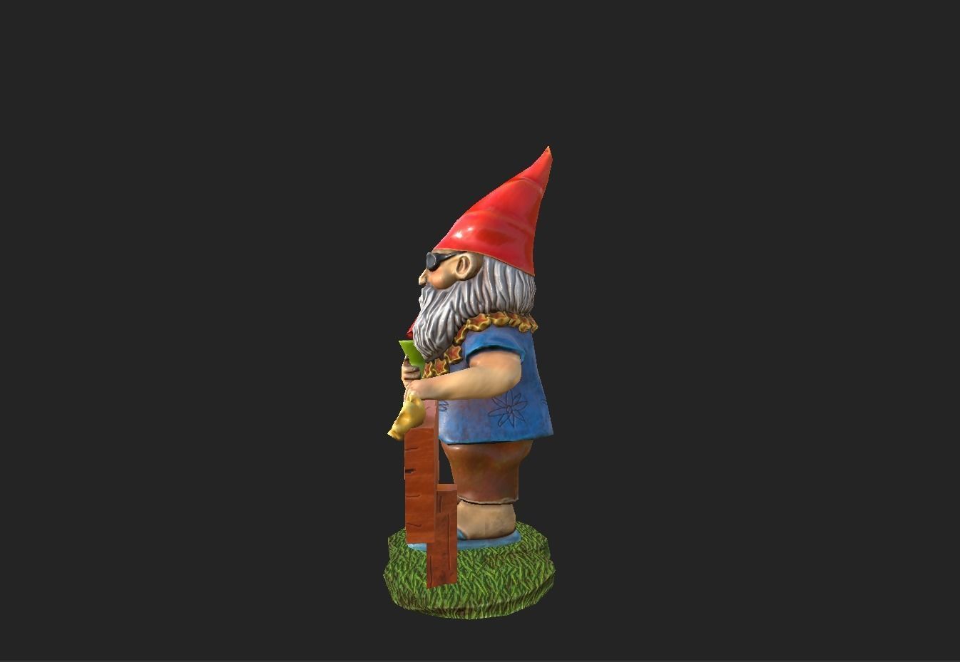Garden Gnome with cocktail  Low-poly 3D model_4