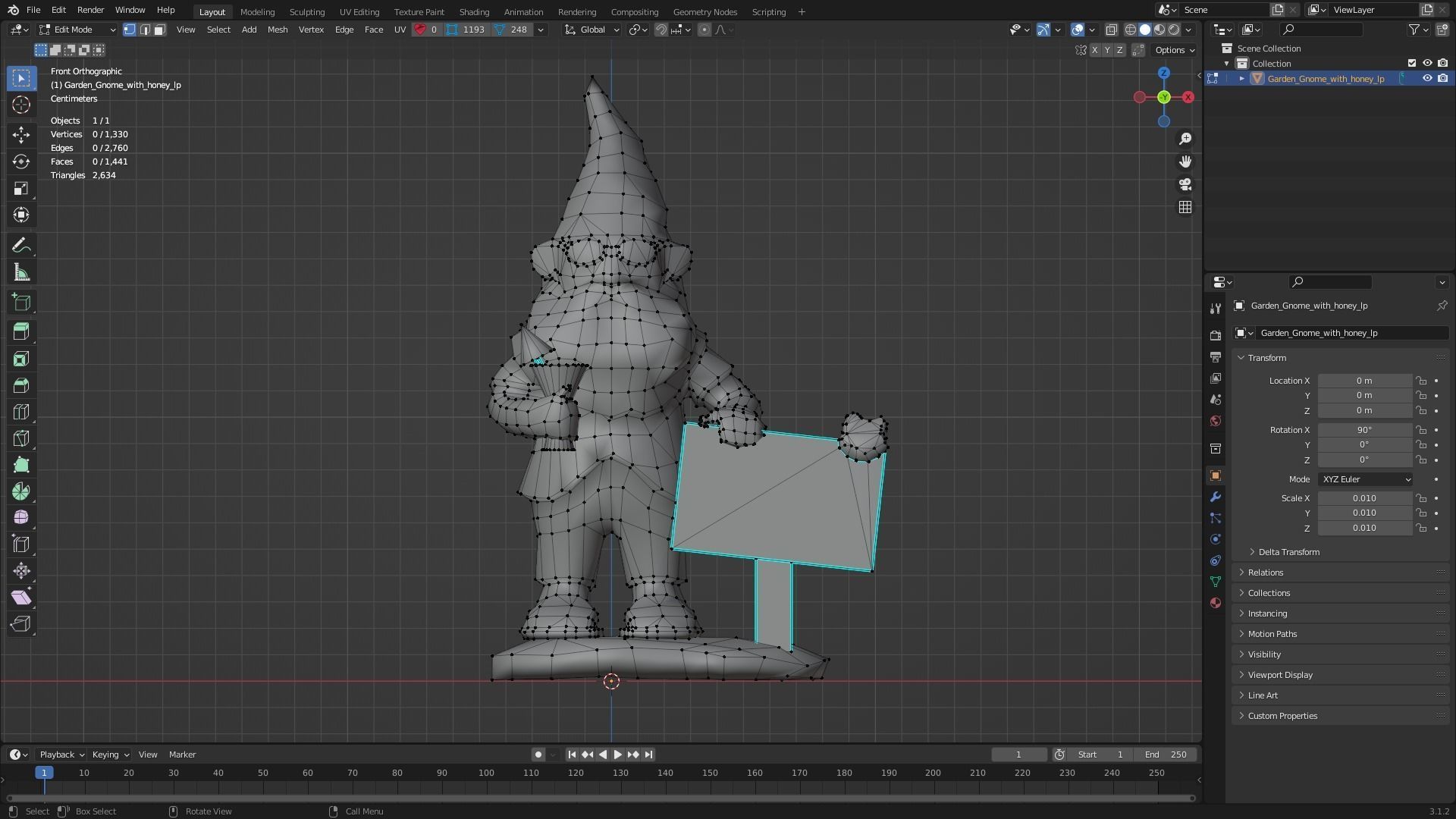 Garden Gnome with cocktail  Low-poly 3D model_11