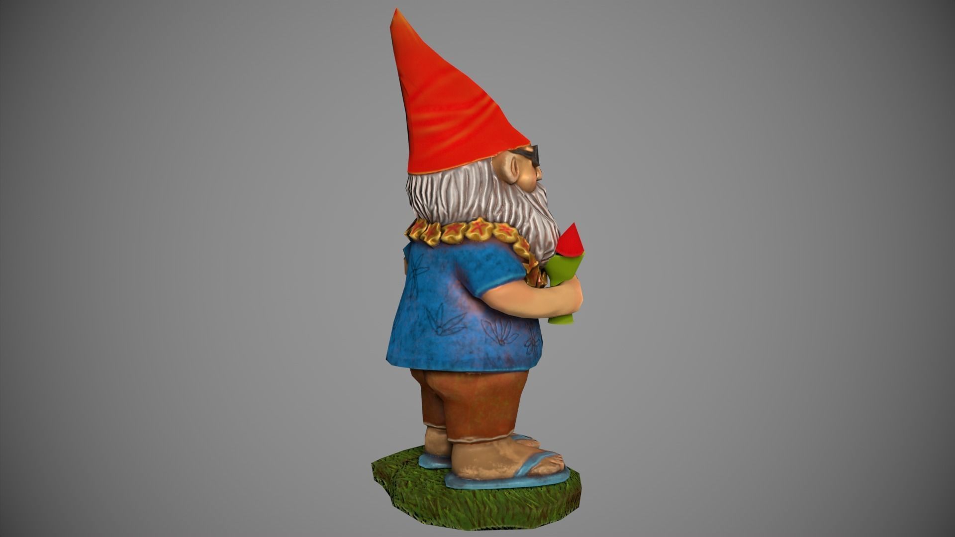 Garden Gnome with cocktail  Low-poly 3D model_15