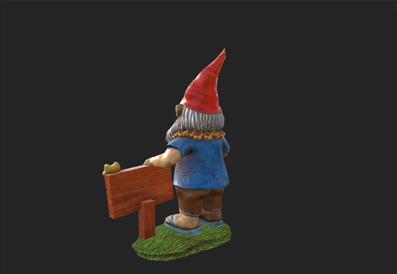 Garden Gnome with cocktail  Low-poly 3D model_5