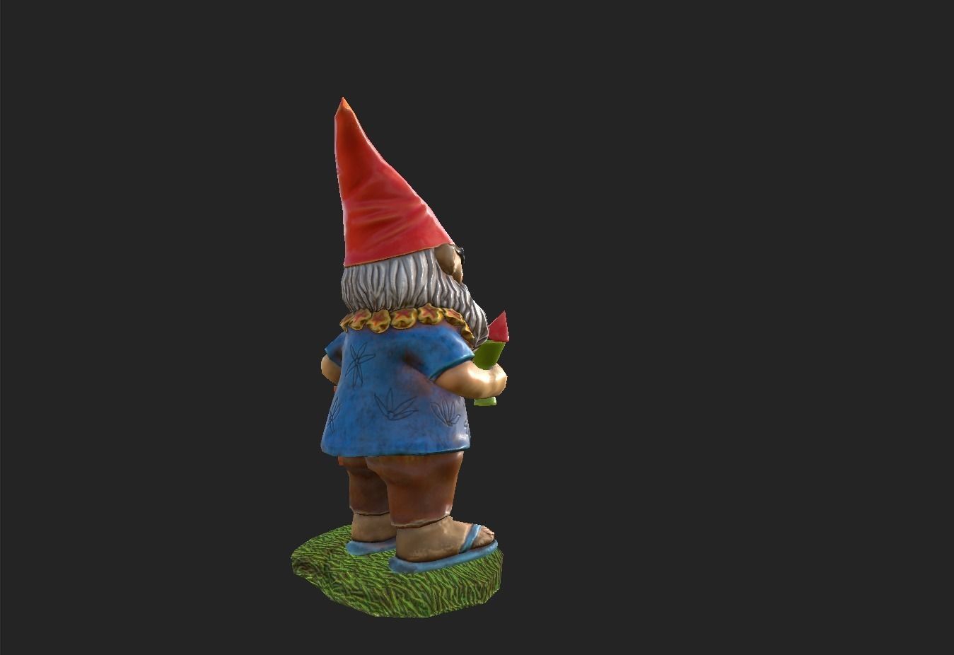 Garden Gnome with cocktail  Low-poly 3D model_7