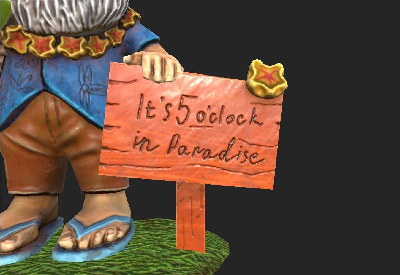 Garden Gnome with cocktail  Low-poly 3D model_10