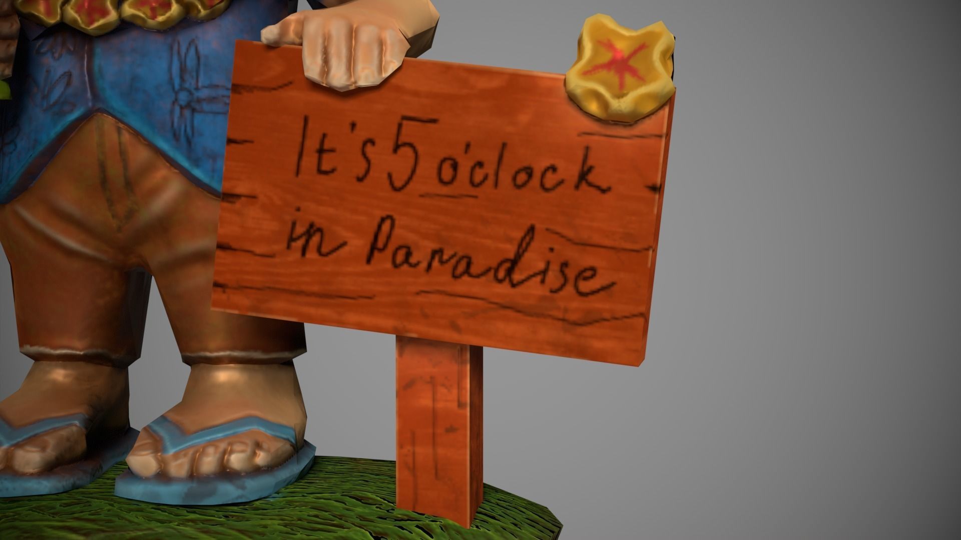 Garden Gnome with cocktail  Low-poly 3D model_18