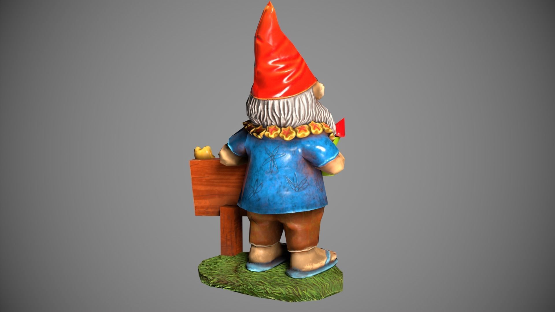 Garden Gnome with cocktail  Low-poly 3D model_20