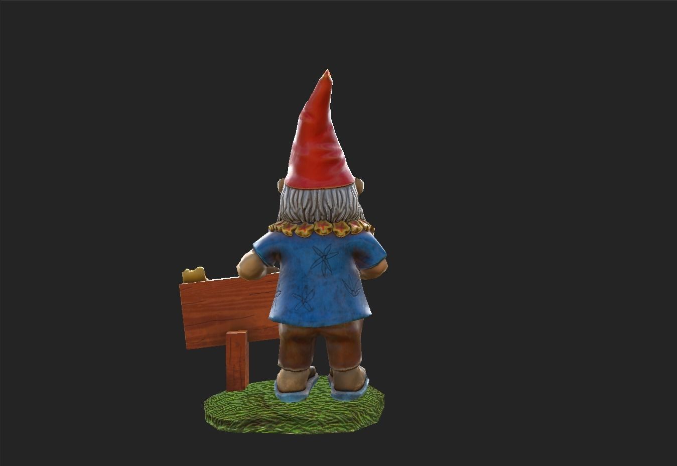Garden Gnome with cocktail  Low-poly 3D model_6