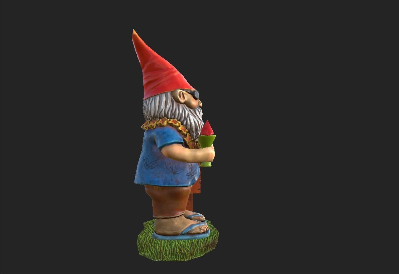 Garden Gnome with cocktail  Low-poly 3D model_8