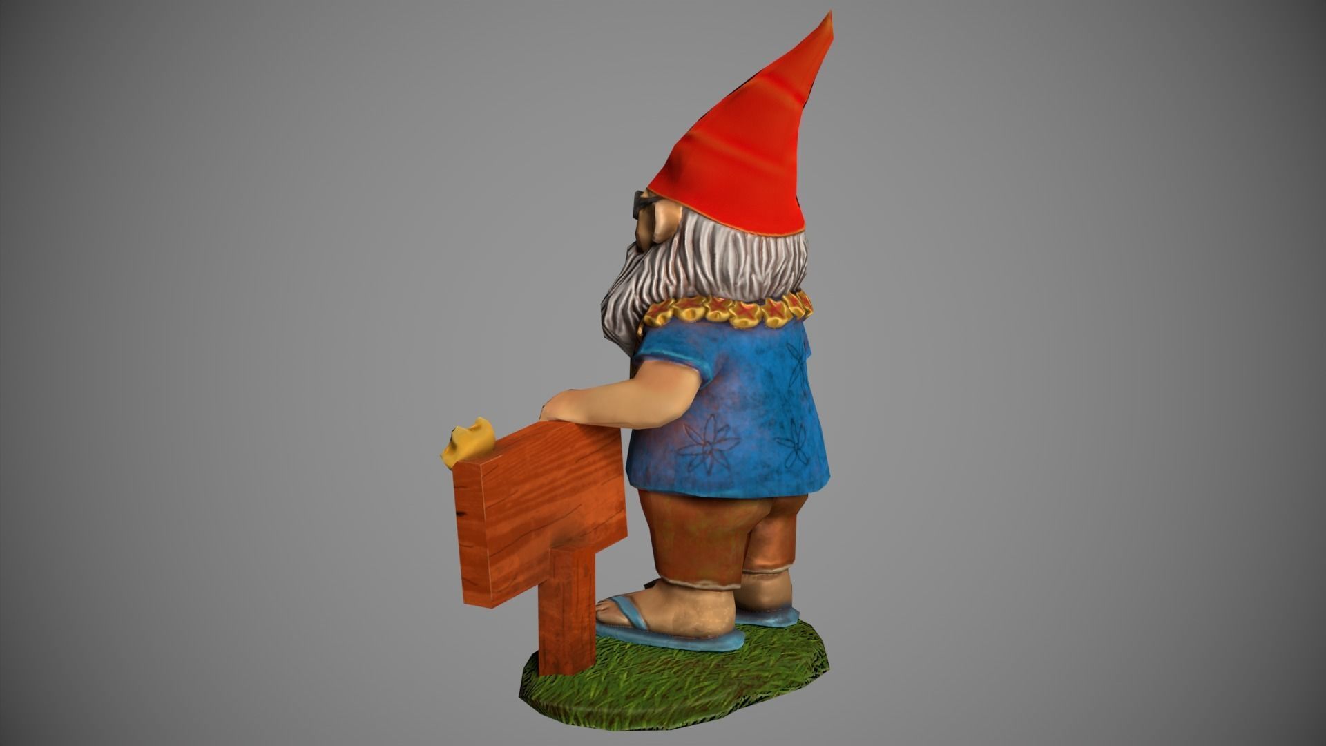 Garden Gnome with cocktail  Low-poly 3D model_13