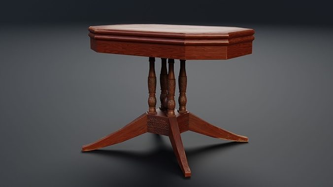 Classic wooden table Low-poly 3D model