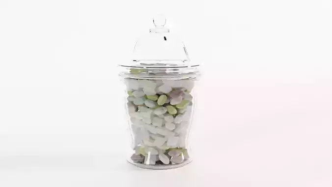 Glass Jar with Pastel Mints 3D model