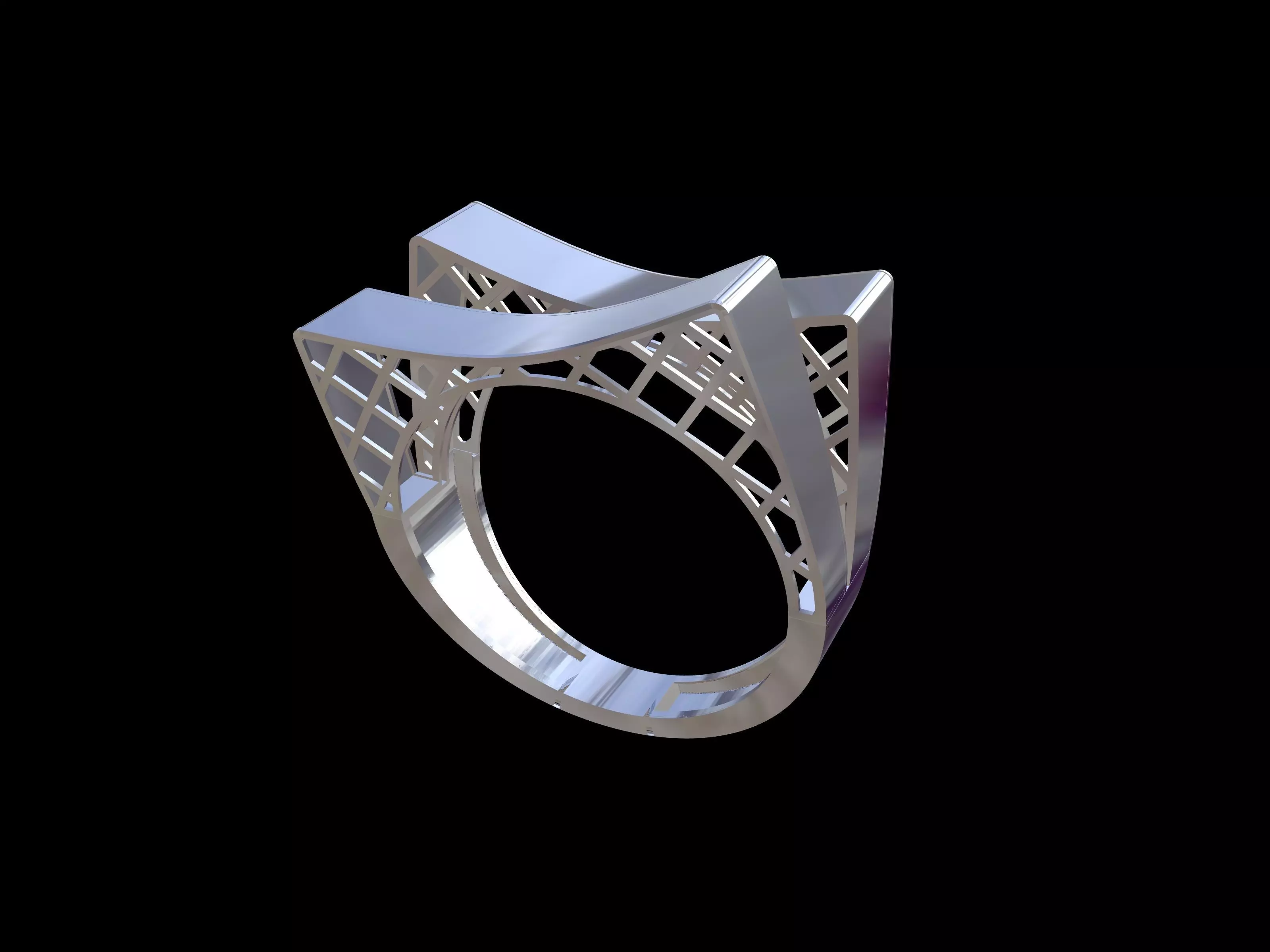 Curved 2 part fusion ring 3D print model_0