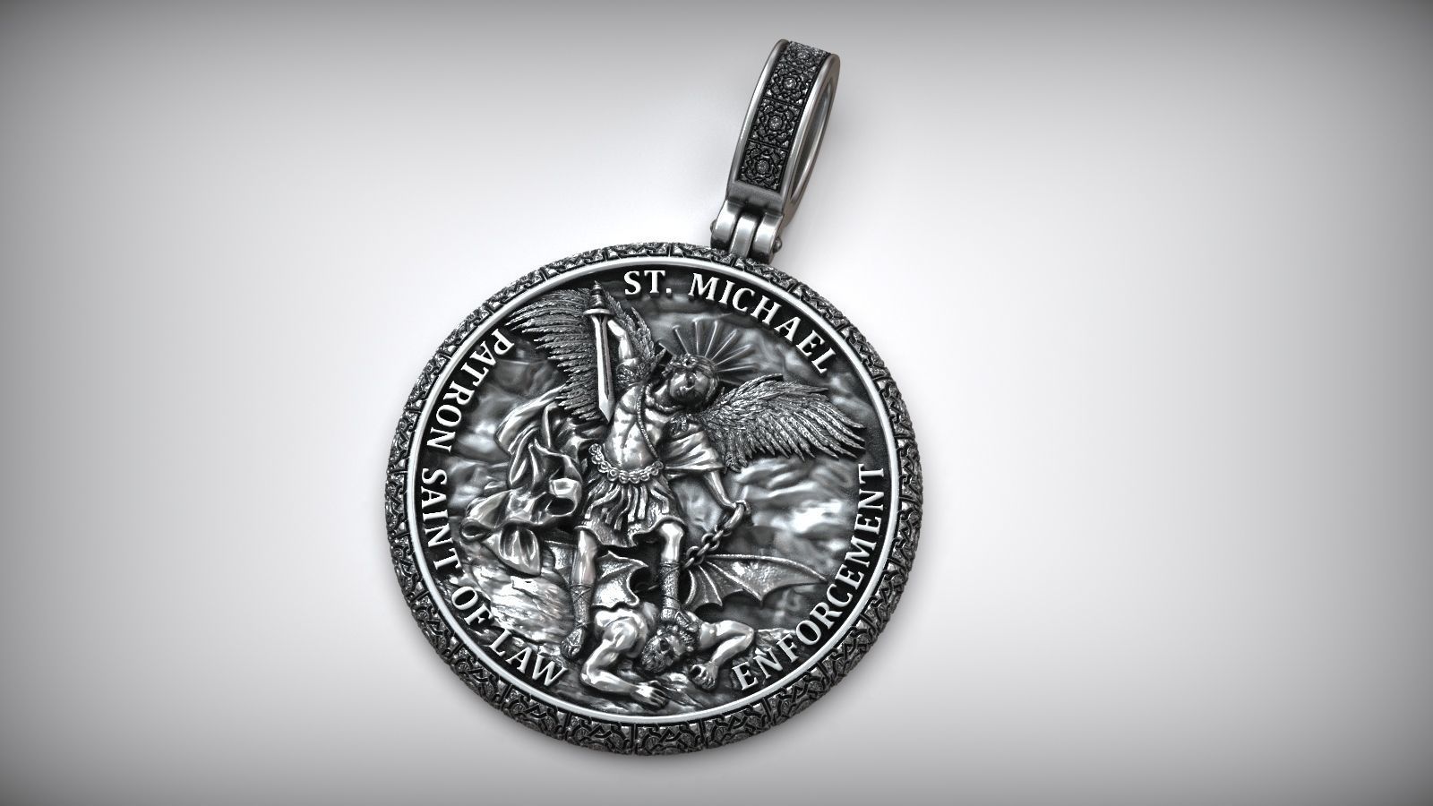 Archangel Michael Patron Saint Of Law Enforcement Amulet Pendant 3D