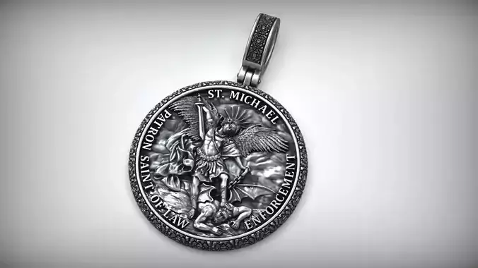 Archangel Michael Patron Saint Of Law Enforcement Amulet Pendant 3D print model