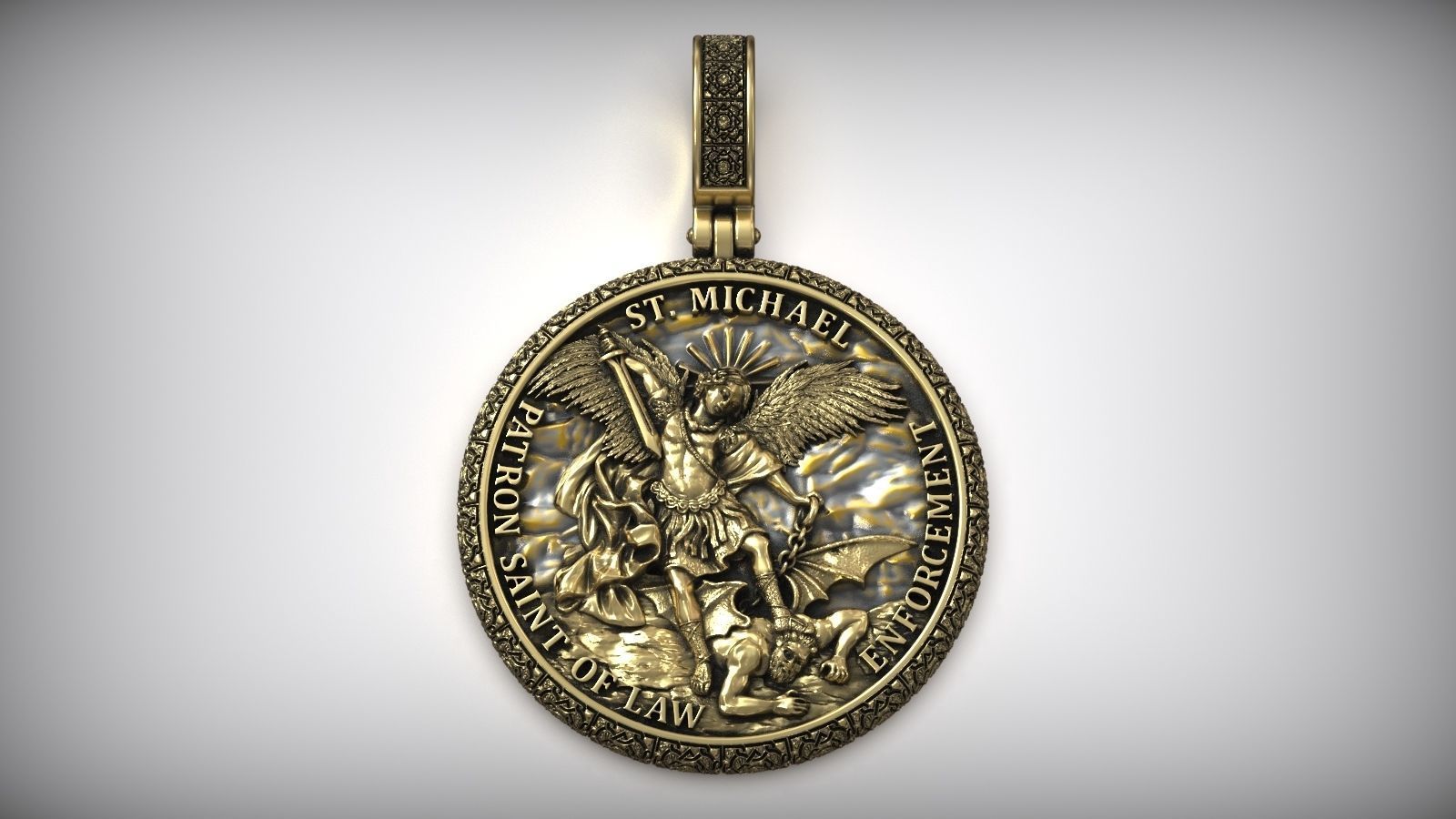 Archangel Michael Patron Saint Of Law Enforcement Amulet Pendant 3D