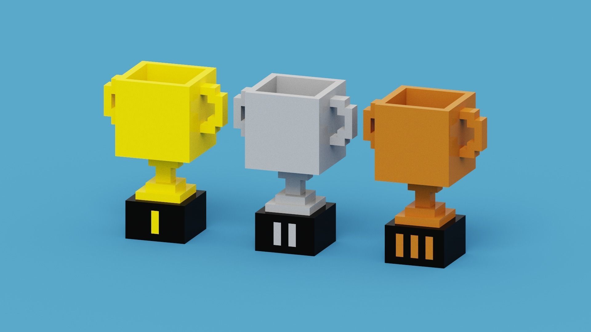Voxel Trophy Collection Low-poly 3D model_1