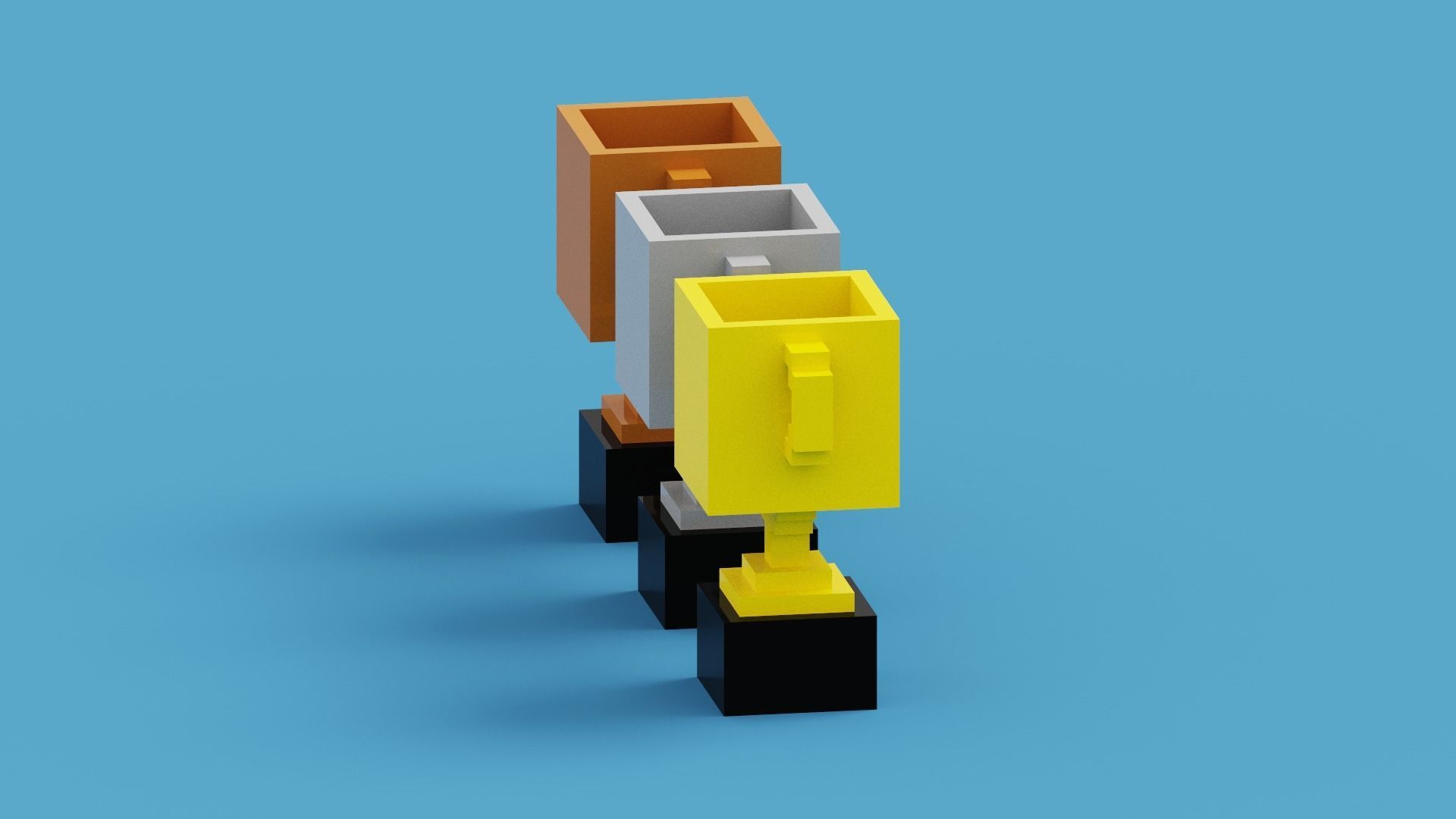 Voxel Trophy Collection Low-poly 3D model_7