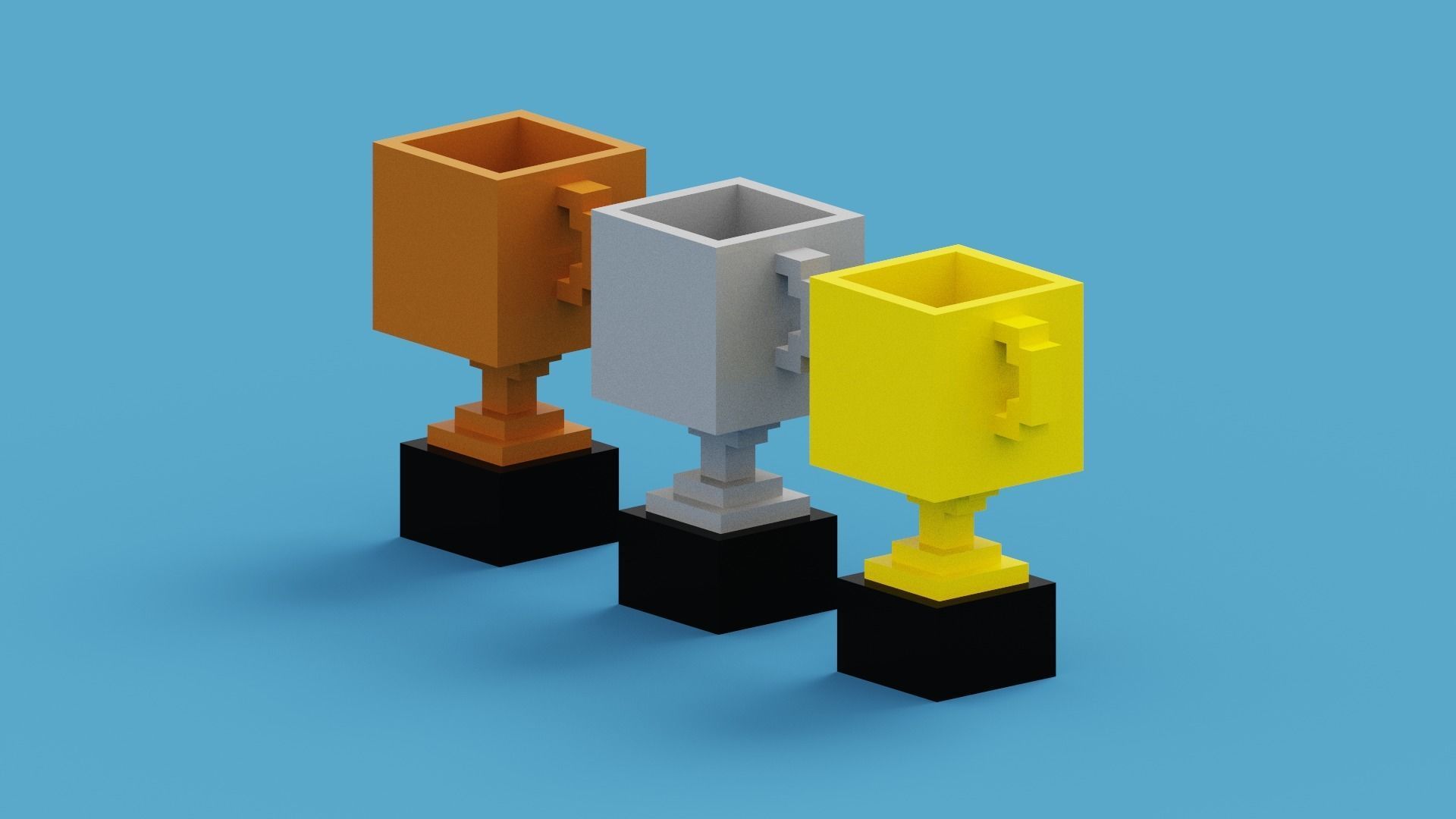 Voxel Trophy Collection Low-poly 3D model_8