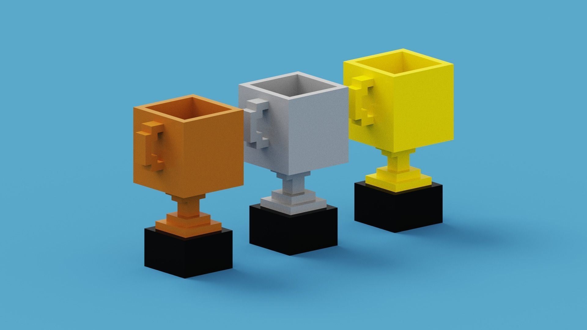 Voxel Trophy Collection Low-poly 3D model_5