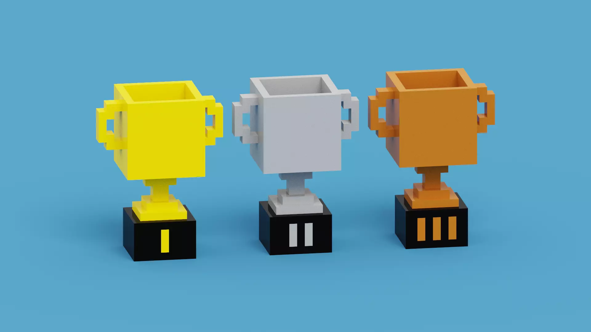 Voxel Trophy Collection Low-poly 3D model_0