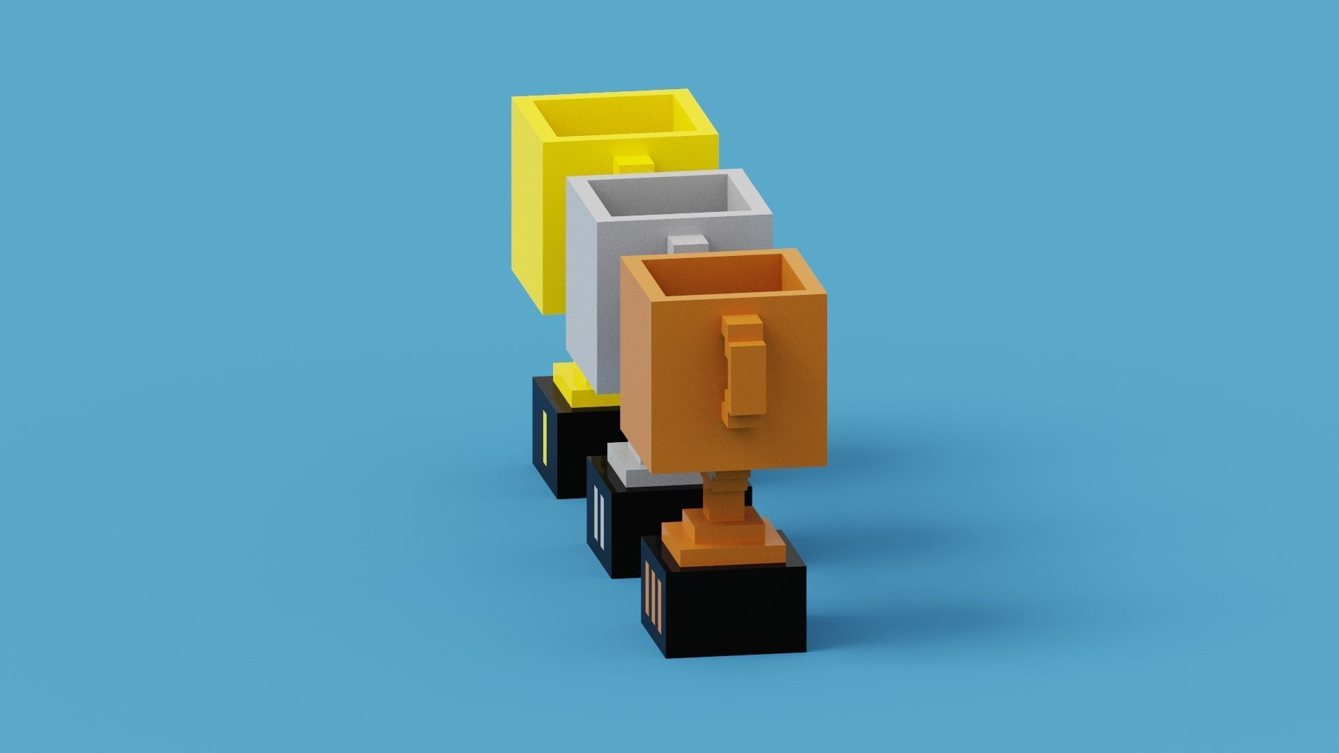 Voxel Trophy Collection Low-poly 3D model_3