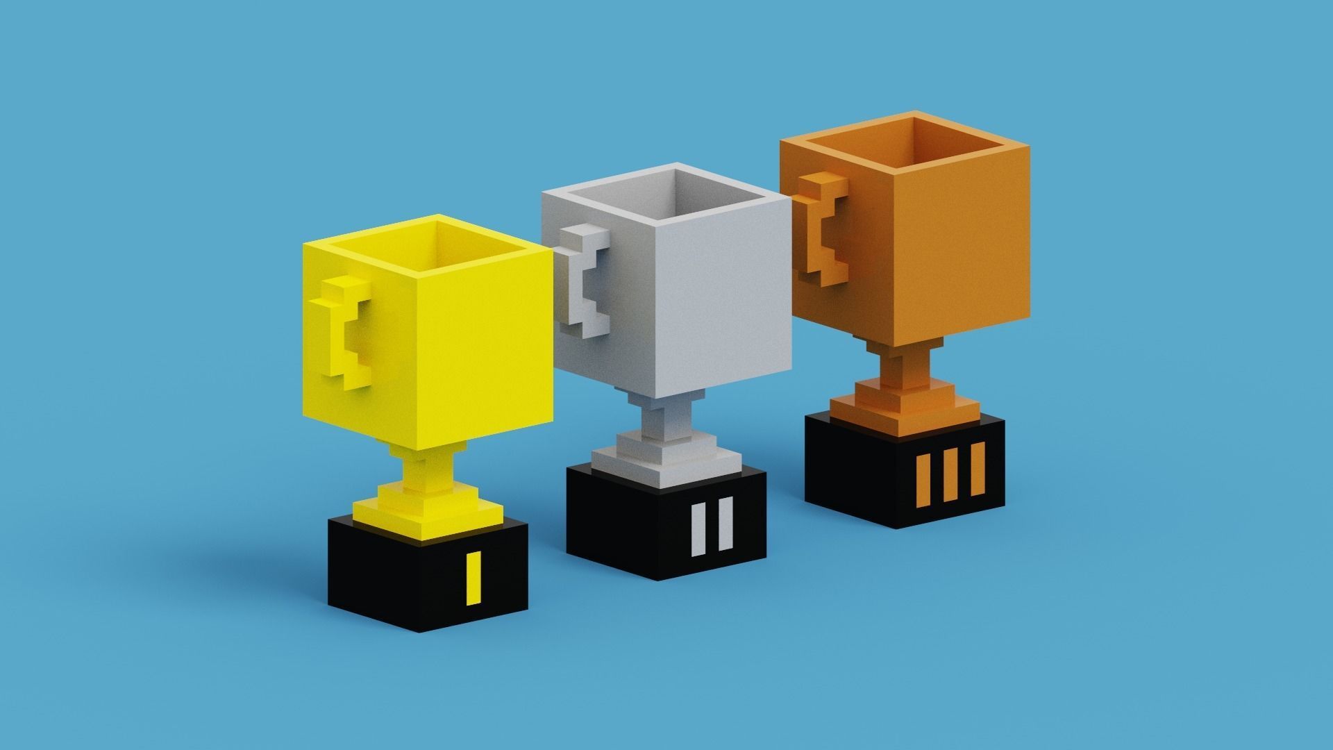 Voxel Trophy Collection Low-poly 3D model_11