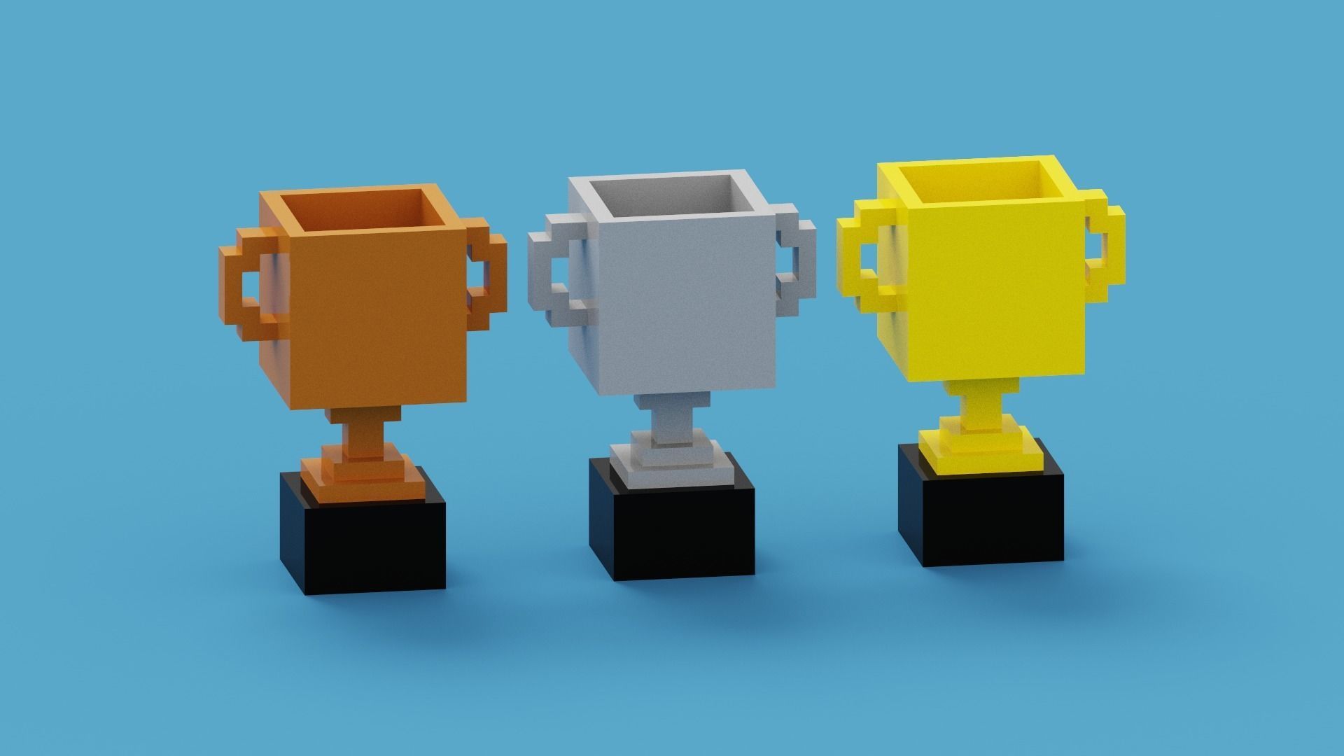 Voxel Trophy Collection Low-poly 3D model_9
