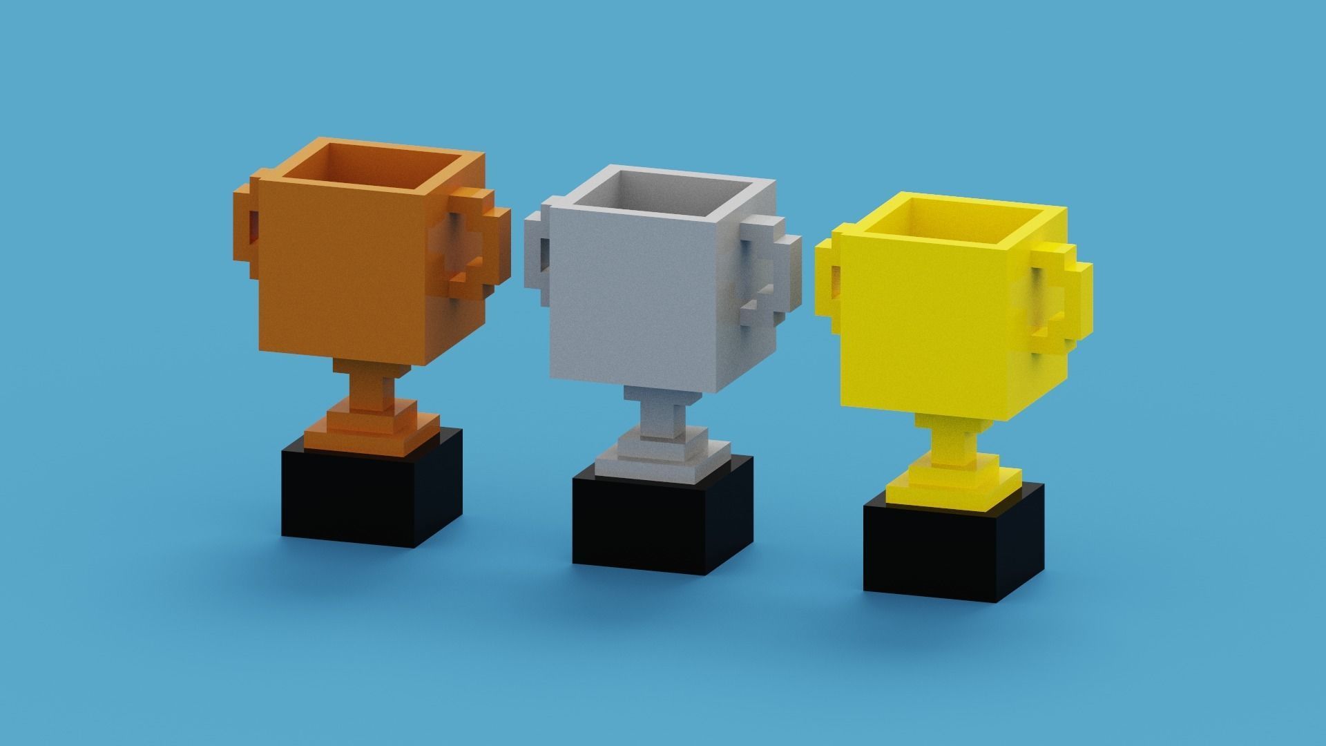 Voxel Trophy Collection Low-poly 3D model_6
