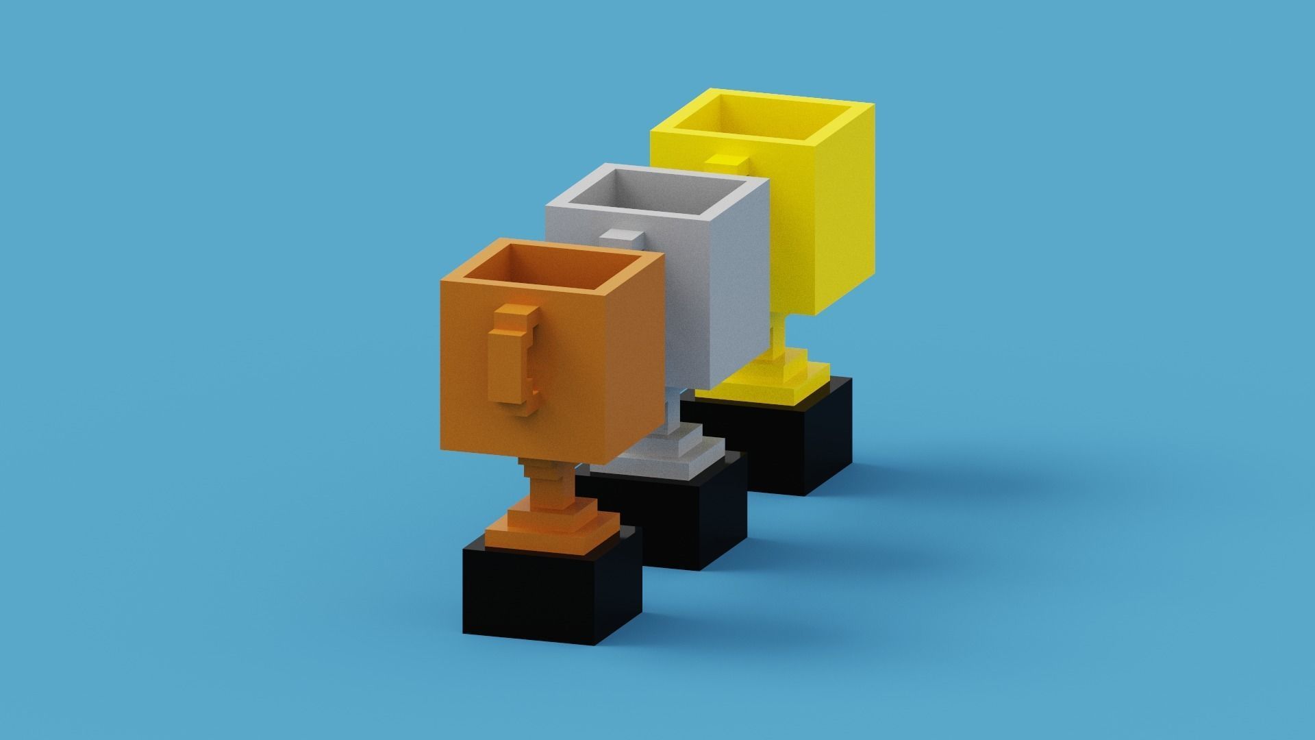 Voxel Trophy Collection Low-poly 3D model_4