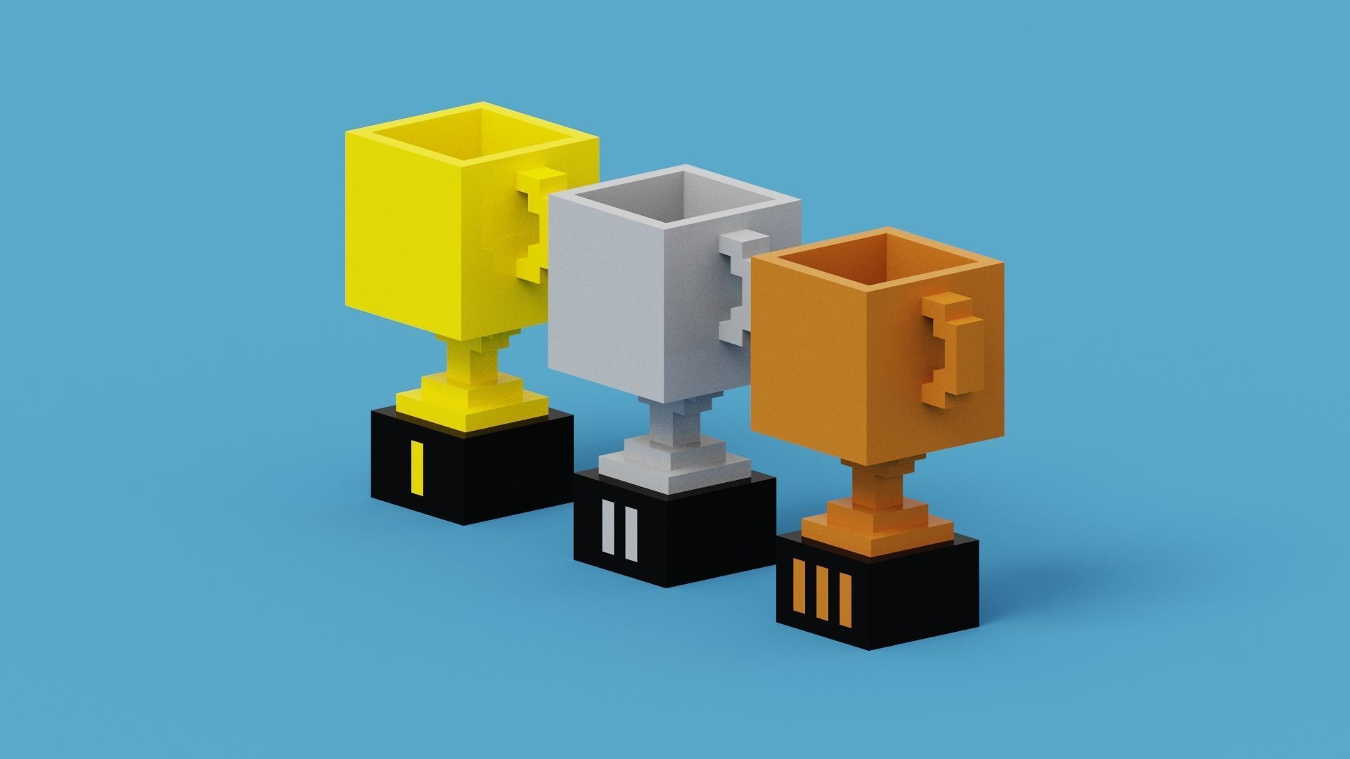 Voxel Trophy Collection Low-poly 3D model_2