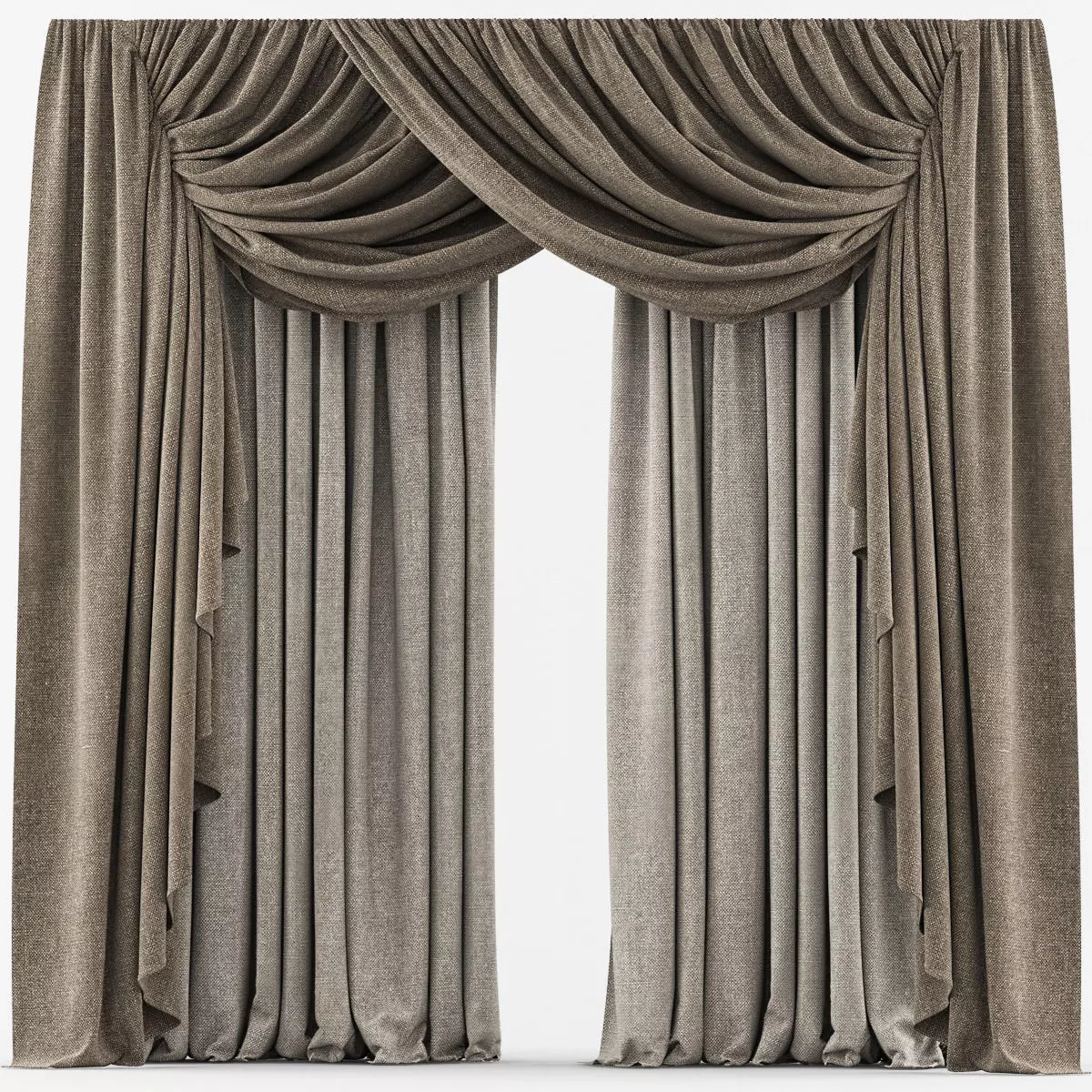 Curtains curtain with drapes 3D model_0