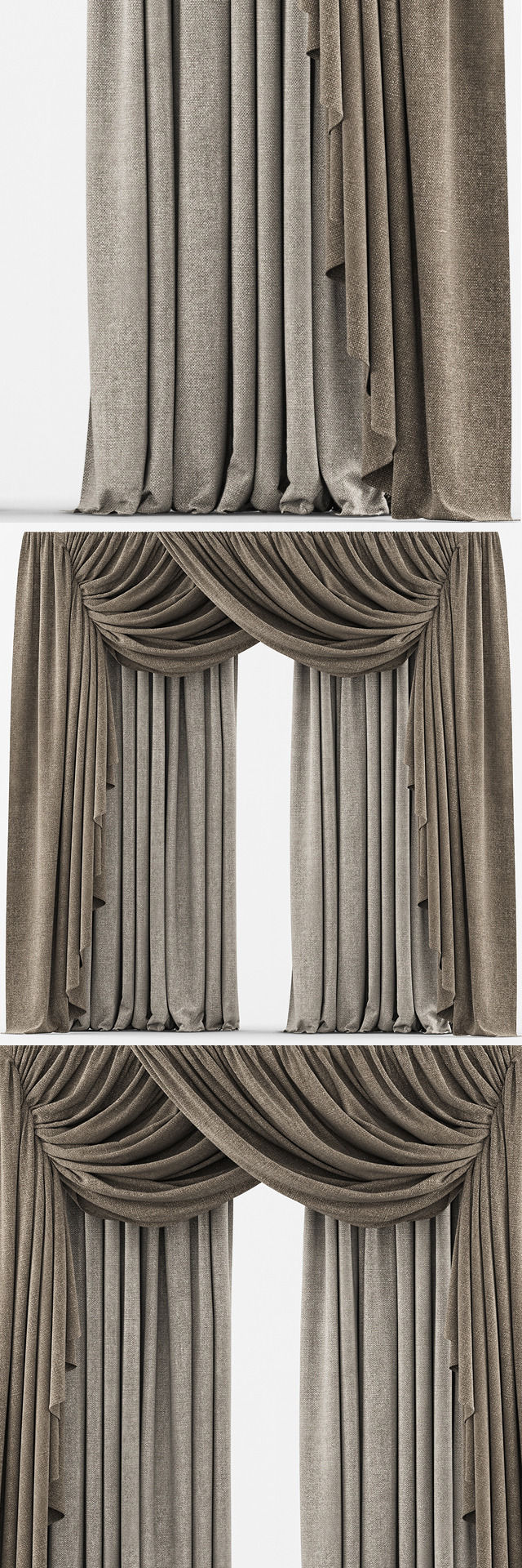 Curtains curtain with drapes 3D model_1
