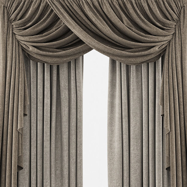 Curtains curtain with drapes 3D model_2