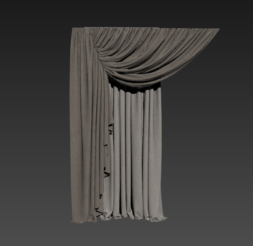 Curtains curtain with drapes 3D model_4