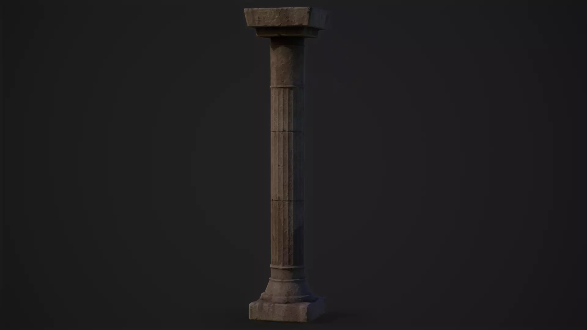 Old Temple Pillar Low-poly 3D model_0