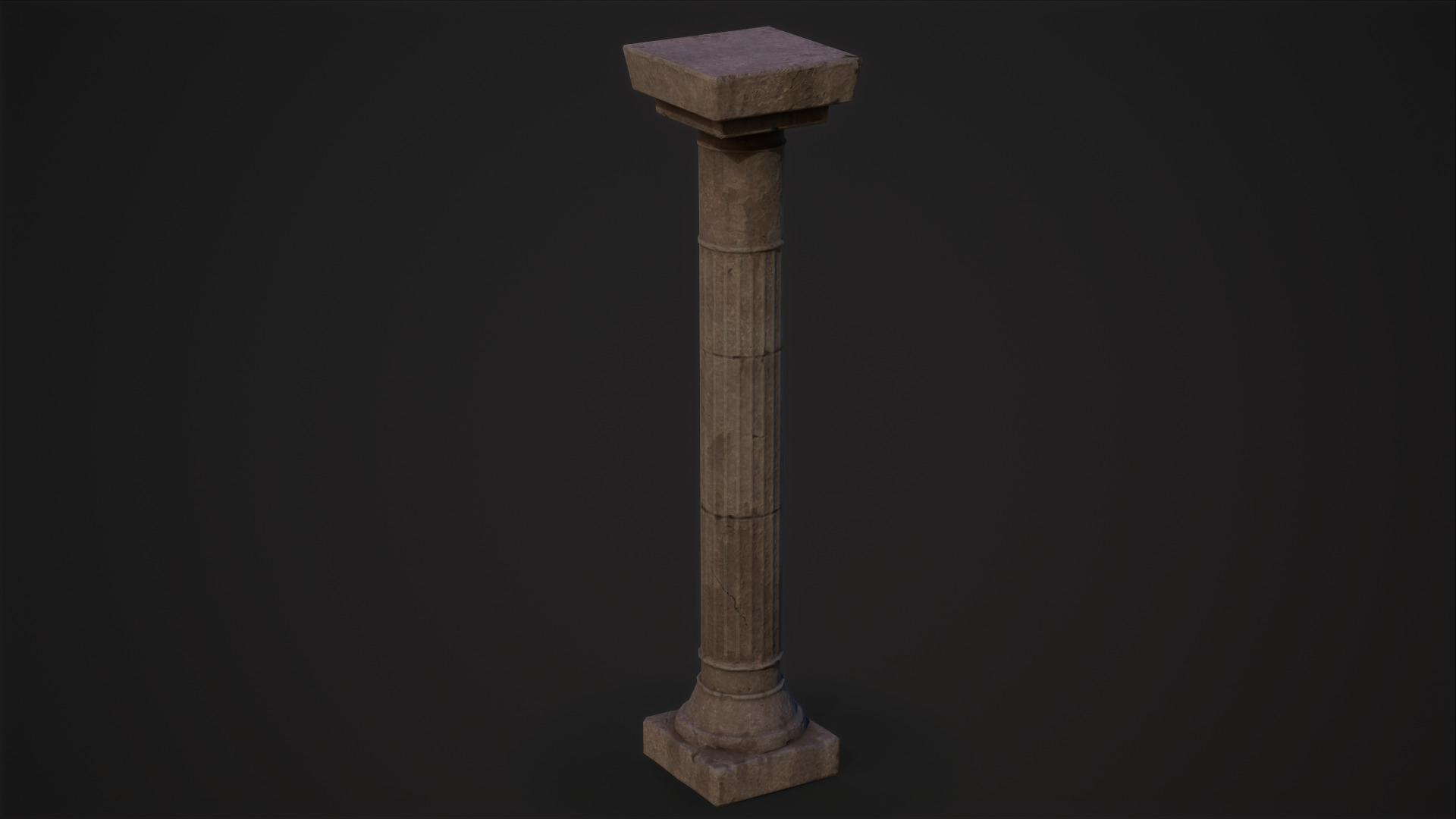 Old Temple Pillar Low-poly 3D model_1
