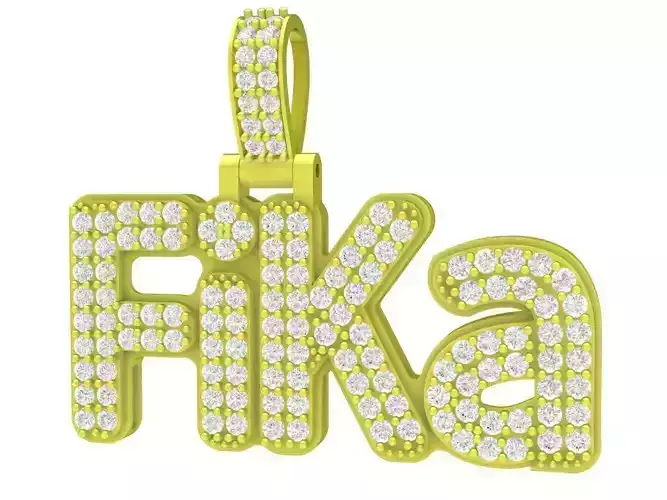 Fika letter Diamond Pendant 4241