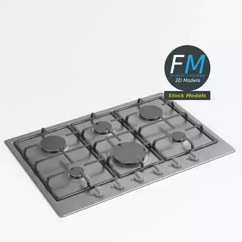 6 burners gas hob 3D model
