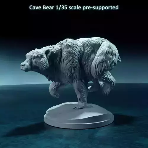 Cave bear running 1-35 scale pre-supported prehistoric animal