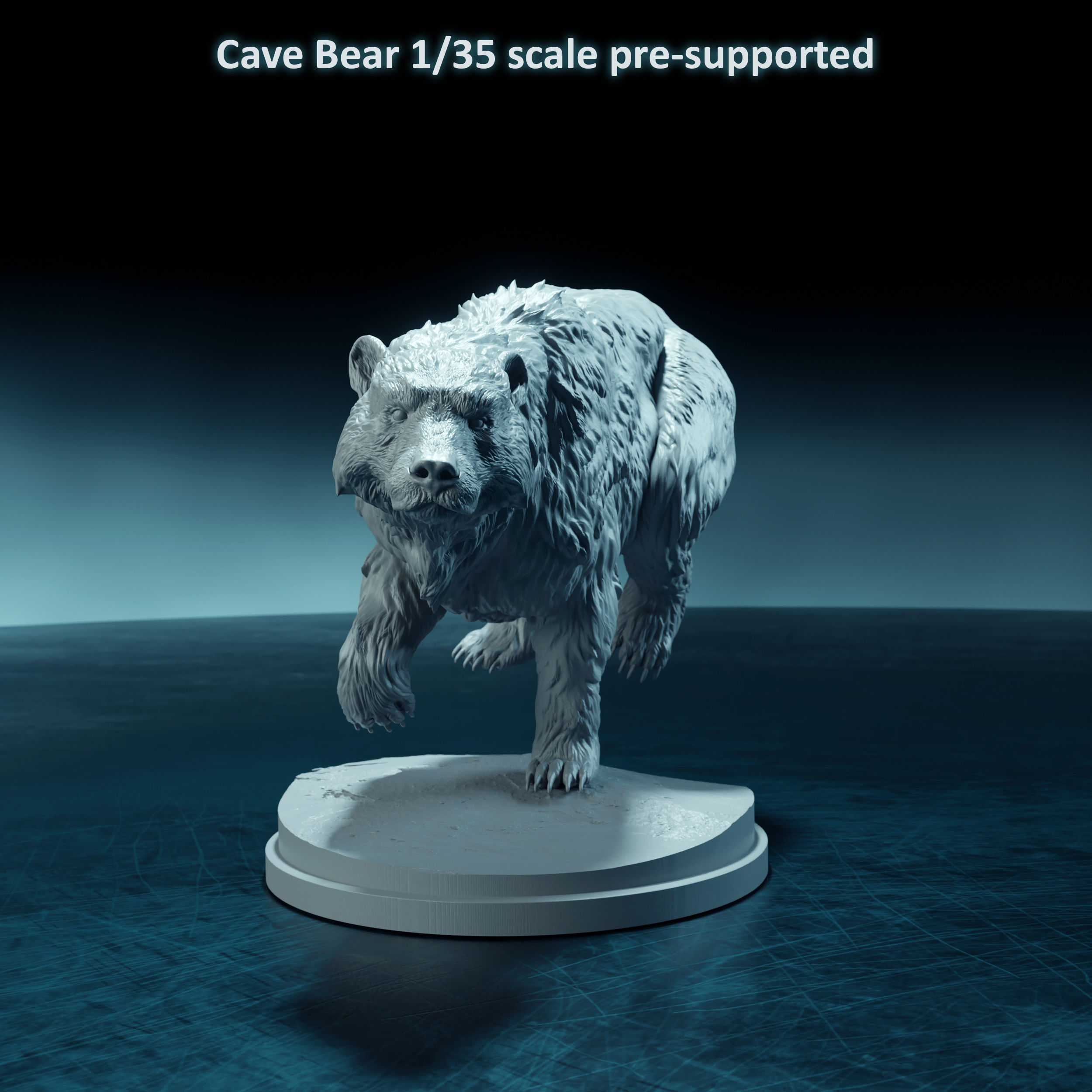 Cave bear running 1-35 scale pre-supported prehistoric animal 3D print model_1